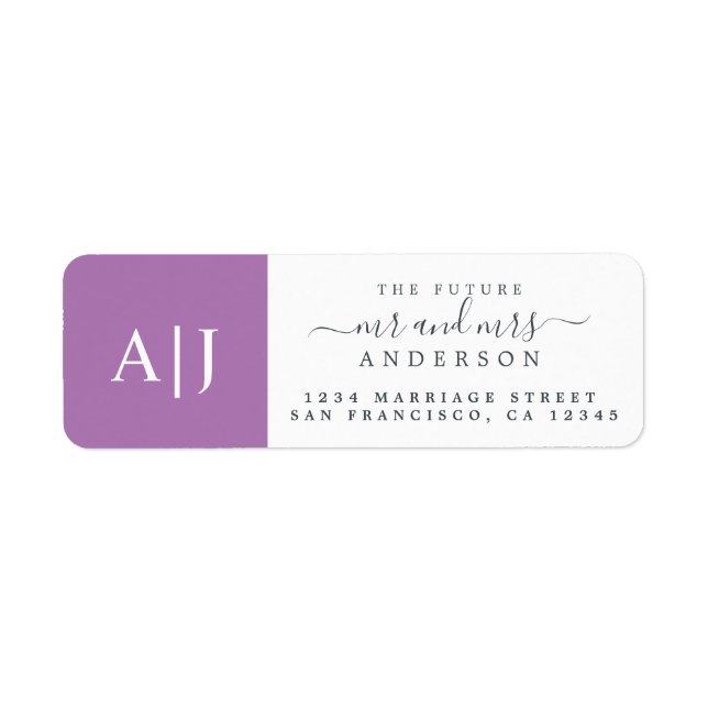 Chic Future Mr Mrs Monogram Wedding Return Address Label (Front)