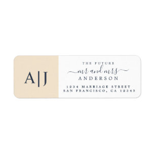Chic Future Mr Mrs Monogram Wedding Return Address Label