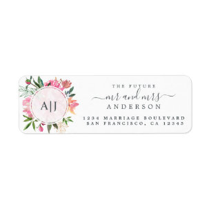 Chic Future Mr Mrs Monogram Wedding Return Address Label