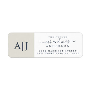Chic Future Mr Mrs Monogram Wedding Return Address Label