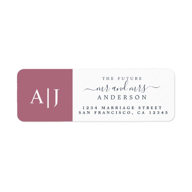 Chic Future Mr Mrs Monogram Wedding Return Address Label (Front)