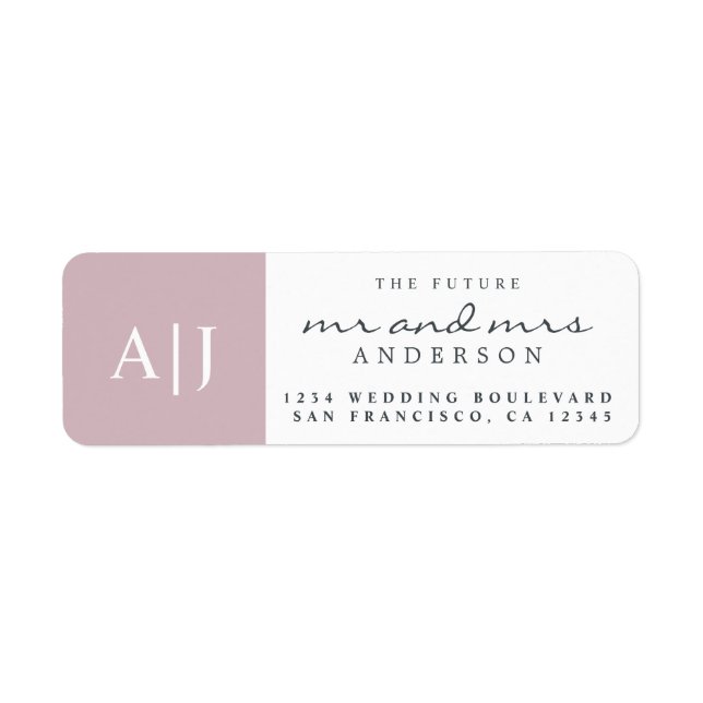 Chic Future Mr Mrs Monogram Wedding Return Address Label (Front)