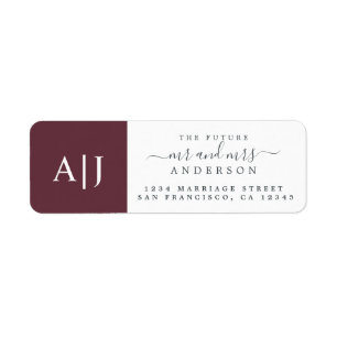 Chic Future Mr Mrs Monogram Wedding Return Address Return Address Label