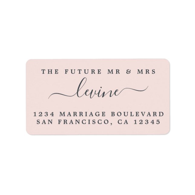 Chic Future Mr Mrs Pink Wedding Return Address Label (Front)