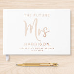 Chic Future Mrs Bridal Shower Rose Gold Guest Book<br><div class="desc">This chic white bridal shower guest book is perfect for your guests to leave words of advice and best wishes. It features genuine rose gold foil, "Mrs" written in a large elegant script, and the bride's name and shower date. Personalise the title on the spine to make this a truly...</div>