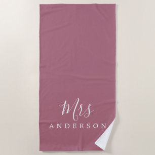 Chic Future Mrs Purple Cassis Monogram Beach Towel
