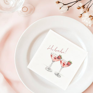 Chic Galentine's Day Babe Strawberry Cocktails Napkin