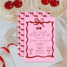 Chic Galentine's Day Bow Pink and Cherry Red