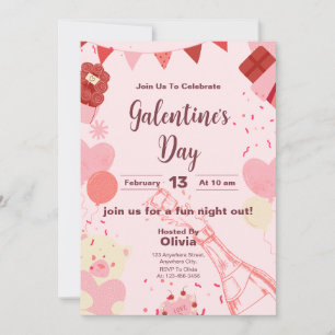 Chic Galentine's Day Celebration Invitation card