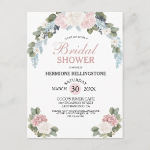 Chic Garden Blossom Blush Pink Bridal Shower Postcard