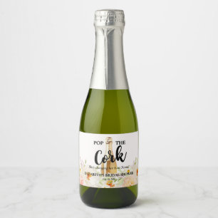 Chic Garden Floral Bridal Shower Mini Sparkling Wine Label