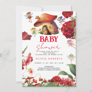 Chic Garden Floral Fairy Princess Girl Baby Shower Invitation