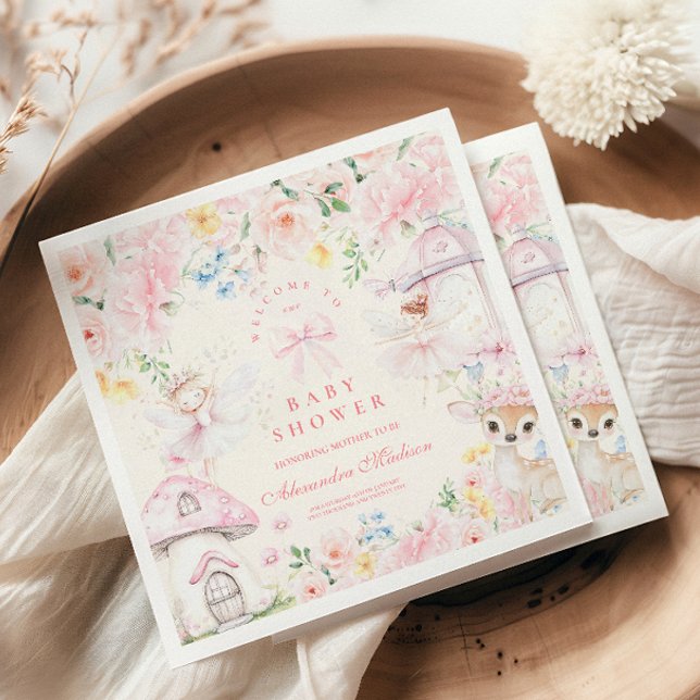 Chic Garden Floral Fairy Princess Girl Baby Shower Napkin (Creator Uploaded)