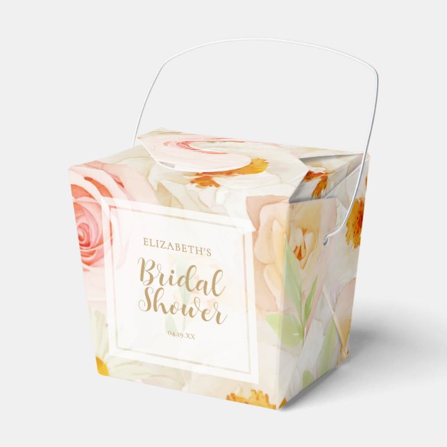 Chic Garden Flowers Bridal Shower Favour Box (Front Side)