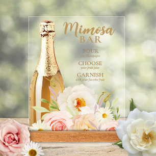 Chic Garden Flowers Bridal Shower Mimosa Acrylic Sign
