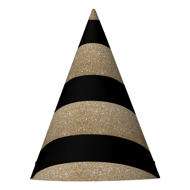 chic geometric black gold birthday party party hat (Front)
