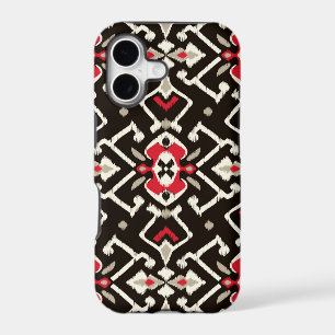 Chic geometric black red ikat tribal pattern
