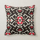 Chic geometric black red ikat tribal pattern cushion<br><div class="desc">Chic trendy fashion stylish bold colourful geometric black,  white and red ikat pattern tribal print design,  the cool vibrant textured modern geometric ikat print tribal pattern in black,  white and red ikat give this bold,  colourful design a contemporary,  unique and exotic look. Cool unique gifts for her.</div>