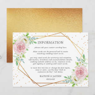 Chic Geometric Gold Foil Floral Wedding Detail Invitation