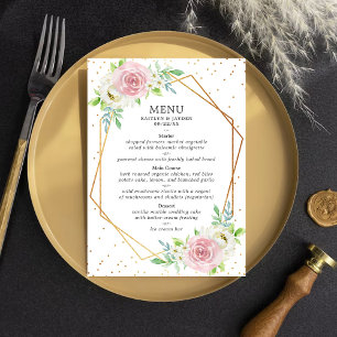 Chic Geometric Gold Foil Floral Wedding Menu