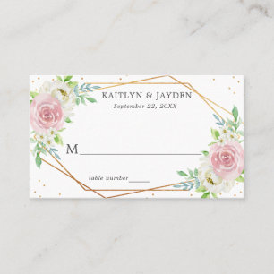 Chic Geometric Gold Foil Floral Wedding Place Card