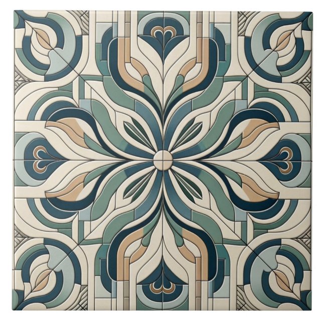Chic Geometric Harmony  Ceramic Tile (Front)