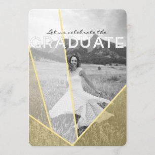 Chic Geometric Overlay Graduation Party Photo Invitation