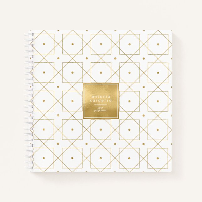 Chic Geometric Pattern Squared Gold/White ID799 Notebook (Front)