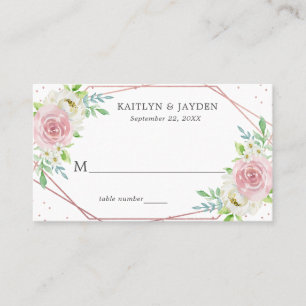 Chic Geometric Rose Gold Foil Floral Wedding Place Card