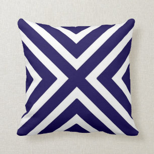Chic Geometric Stripes in Cobalt Blue Cushion