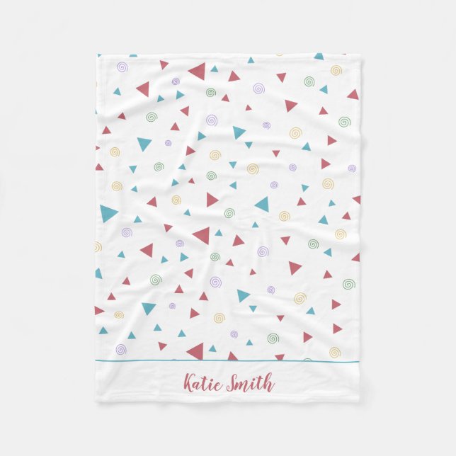 Chic Geometric Triangle and Swirls Fleece Blanket (Front)