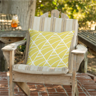 Chic Geometric Yellow Grey White Pattern Cushion