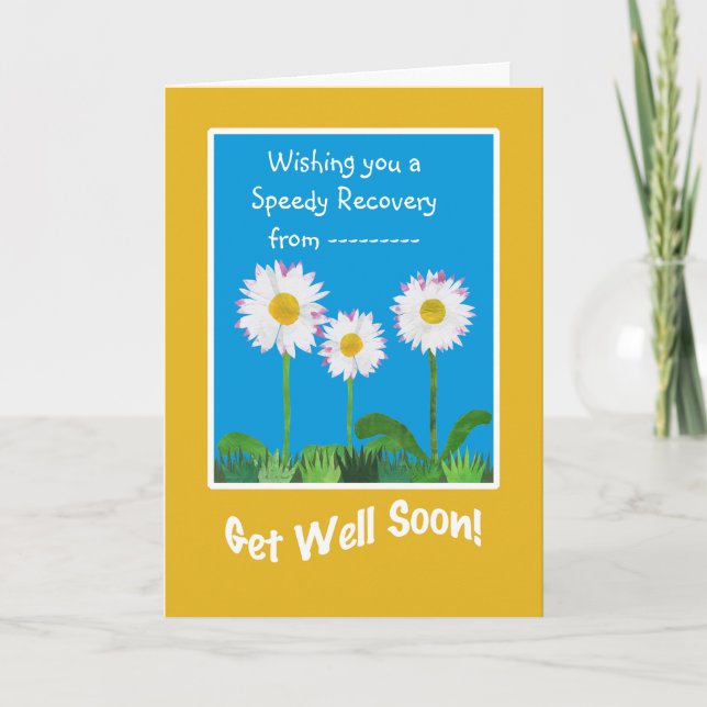 Chic Get Well Soon Card to Personalize, Daisies (Front)