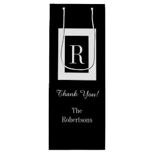 CHIC GIFT BAG_"Thank You!" BLACK/WHITE Wine Gift Bag