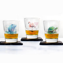 Chic Gift Watercolor Blue Hippo - Shot glass