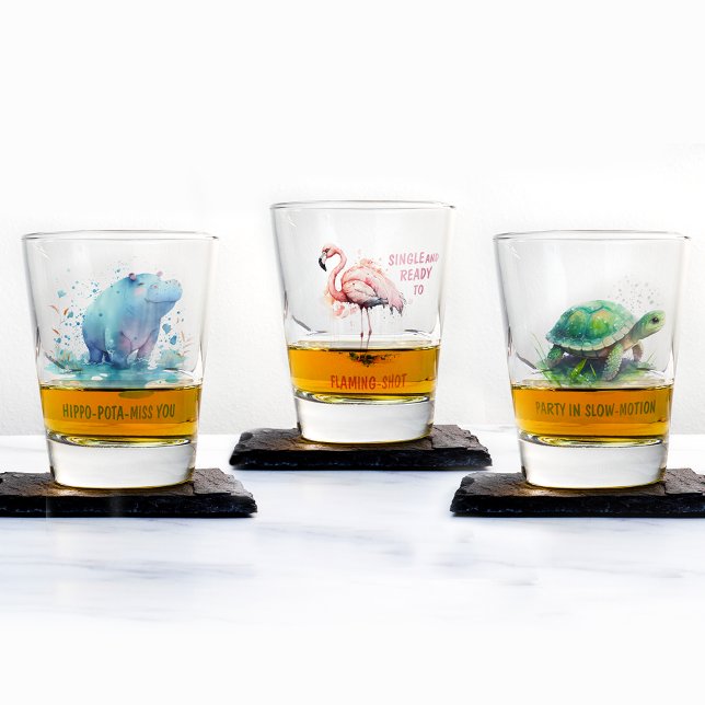 Chic Gift Watercolor Pink Flamingo- Shot glass (Creator Uploaded)