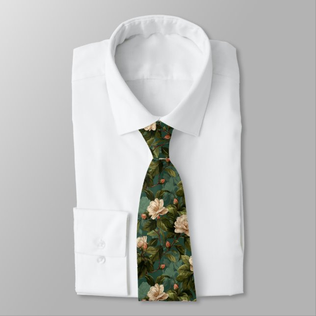 Chic Gifts For Dad Gardenias Floral Tie (Tied)