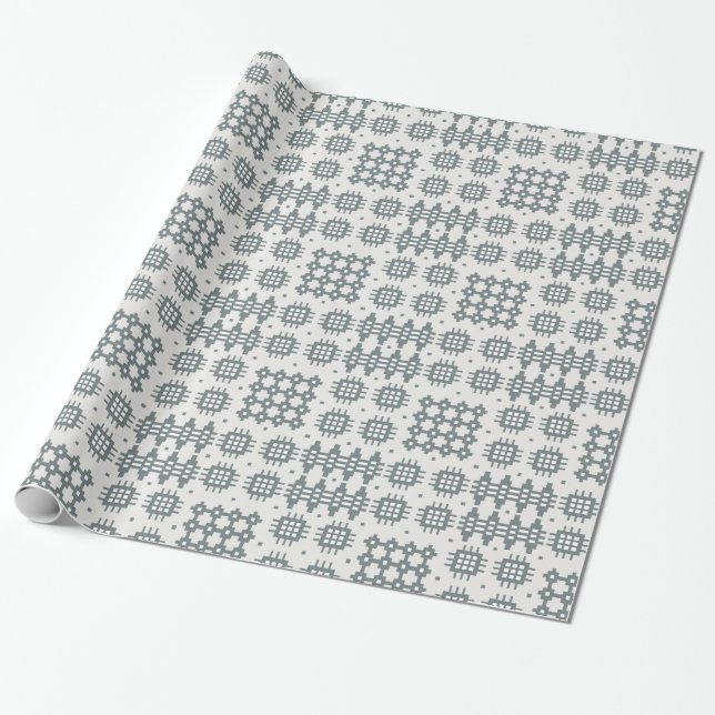 Chic Giftwrap: Welsh Tapestry Pattern, Grey Wrapping Paper (Unrolled)