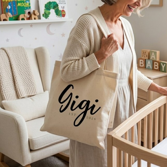 Chic Gigi EST Year Everyday Minimal Script Tote Bag (Creator Uploaded)