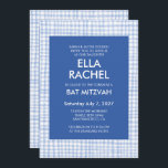 Chic Gingham Modern Custom QR CODE Bat Bar Mitzvah Invitation<br><div class="desc">Perfect card to announce a bat mitzvah, bar mitzvah or other Jewish celebration! Hand made gingham pattern for you! FULLY CUSTOMIZABLE! Click on “Personalize” above to edit the text and add your link to the qr code. Click "edit using design tool" to adjust the fonts, colors and placements and to...</div>