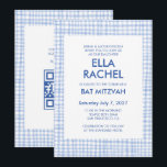Chic Gingham Modern Custom QR CODE Bat Bar Mitzvah Invitation<br><div class="desc">Perfect card to announce a bat mitzvah, bar mitzvah or other Jewish celebration! Hand made gingham pattern for you! FULLY CUSTOMIZABLE! Click on “Personalize” above to edit the text and add your link to the qr code. Click "edit using design tool" to adjust the fonts, colors and placements and to...</div>