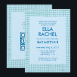 Chic Gingham Modern Custom QR CODE Bat Bar Mitzvah Invitation<br><div class="desc">Perfect card to announce a bat mitzvah, bar mitzvah or other Jewish celebration! Hand made gingham pattern for you! FULLY CUSTOMIZABLE! Click on “Personalize” above to edit the text and add your link to the qr code. Click "edit using design tool" to adjust the fonts, colors and placements and to...</div>
