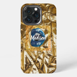 Chic Girl blue Gold Lips Beauty Personalised iPhone 13 Pro Case
