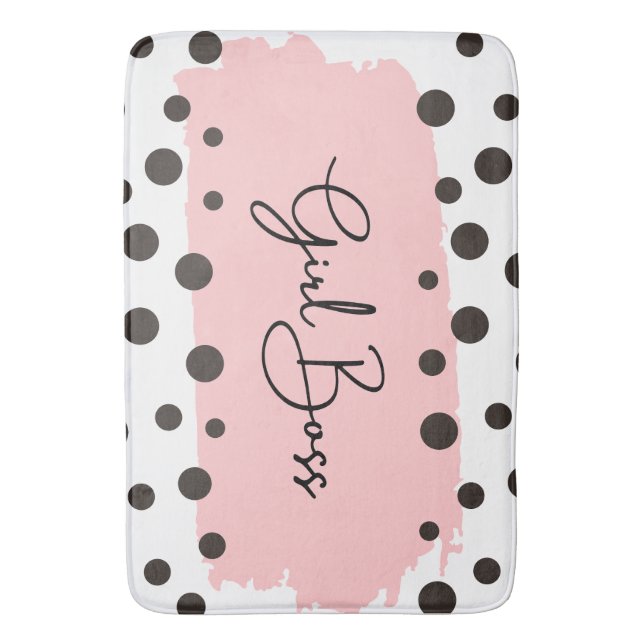 Chic Girl Boss Polka Dot Shower Curtain Bath Mat (Front Vertical)
