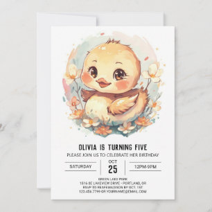 Chic Girl Duck Birthday Invitation