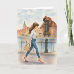 Chic Girl in Gdansk, Poland Card