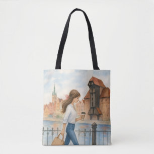 Chic Girl in Gdansk, Poland Tote Bag
