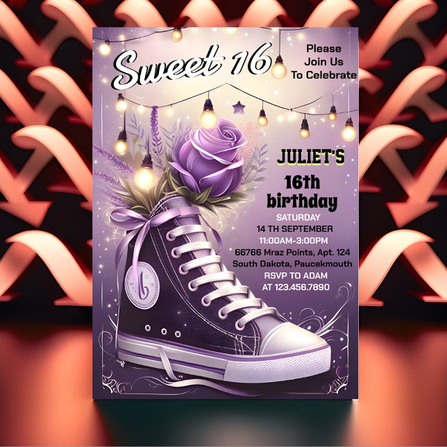 chic girl sweet 16 sneaker ball 16th Birthday Invitation (Creator Uploaded)