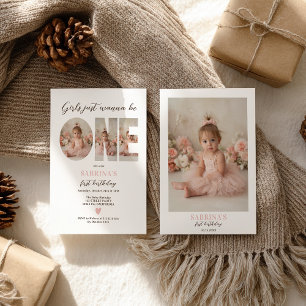 Chic Girls Just wanna be One Photo First Birthday Invitation