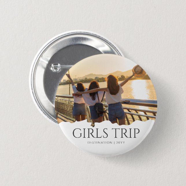 Chic Girls Trip | Girls weekend Custom Photo 6 Cm Round Badge (Front & Back)